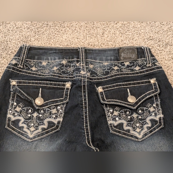 Women's Love Indigo Dark Wash Capris Denim Blue Jeans Stretch Sz: 4 Design Pants - Picture 12 of 14